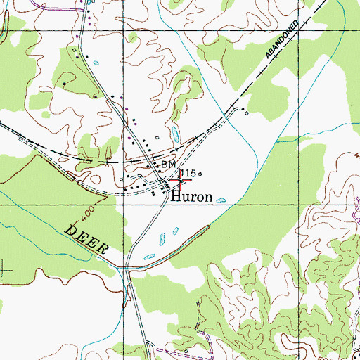 Topographic Map of Huron Baptist Church, TN