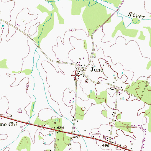 Topographic Map of Juno School (historical), TN