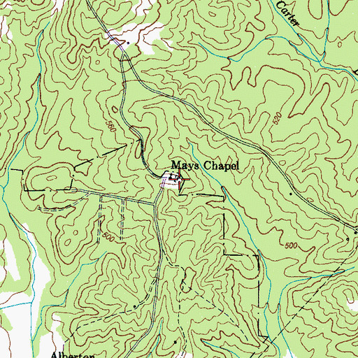 Topographic Map of Mays Chapel Cemetery, TN