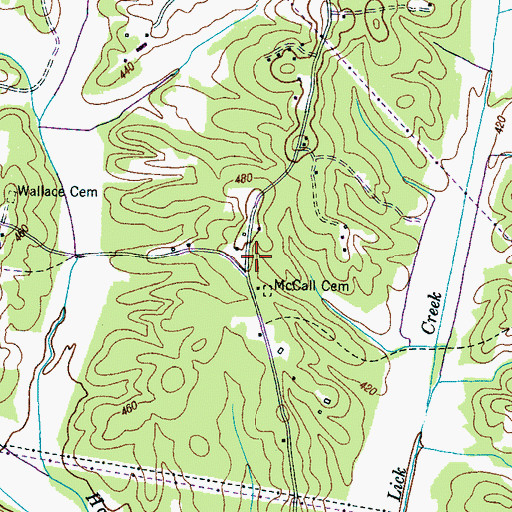 Topographic Map of McCalls School (historical), TN