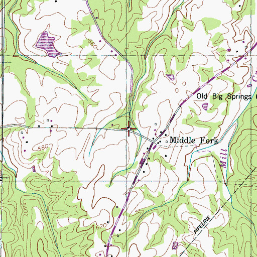 Topographic Map of Middlefork School (historical), TN