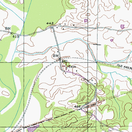 Topographic Map of Mills-Darden Cemetery, TN
