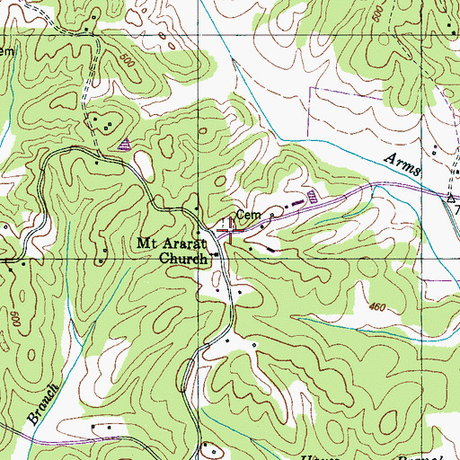 Topographic Map of Mount Ararat Cemetery, TN