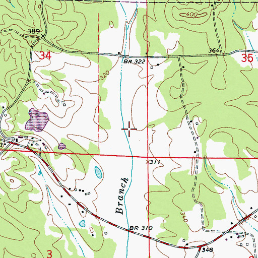 Topographic Map of William Phillips Dam at Bedford, AL