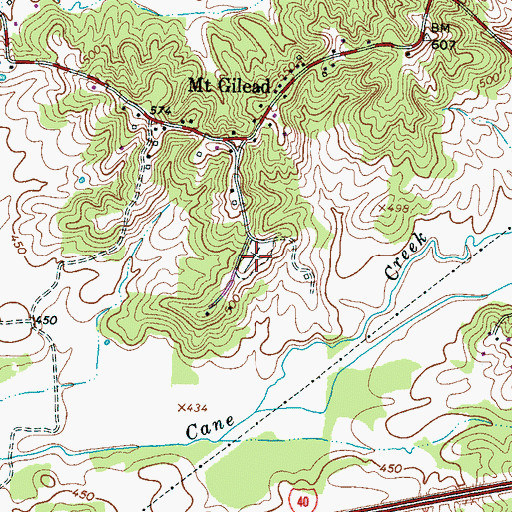 Topographic Map of Pleasant Hill Cemetery, TN