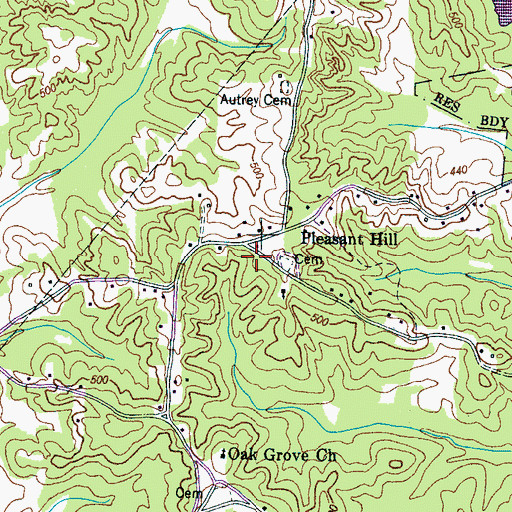 Topographic Map of Pleasant HIll School (historical), TN