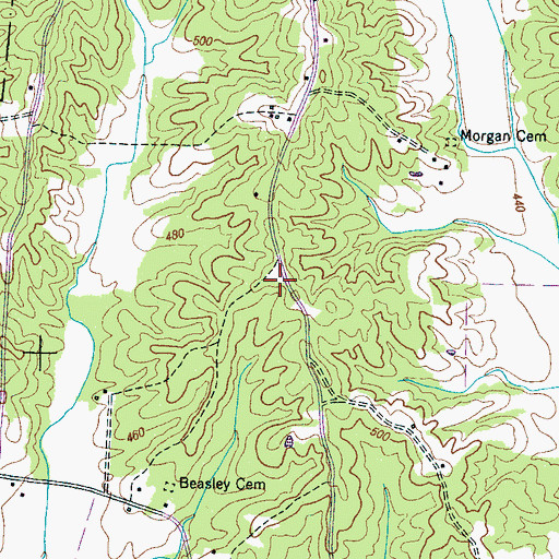 Topographic Map of Poplar Springs School (historical), TN