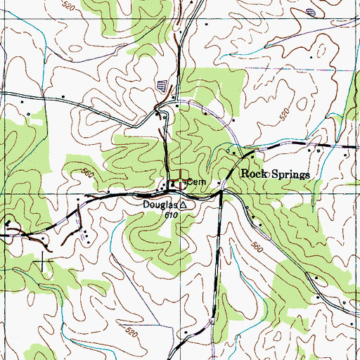 Topographic Map of Rock Springs Methodist Church, TN