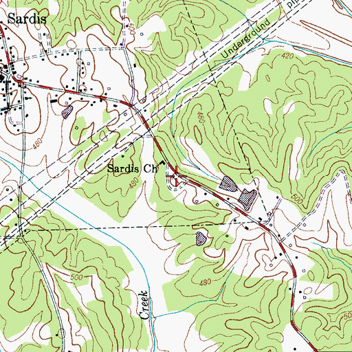 Topographic Map of Sardis Cemetery, TN