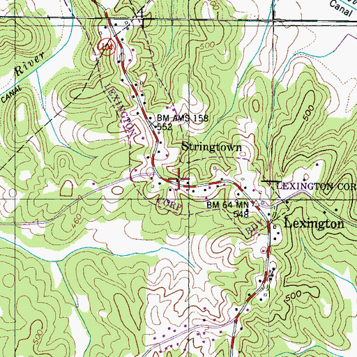 Topographic Map of Stringtown Church, TN