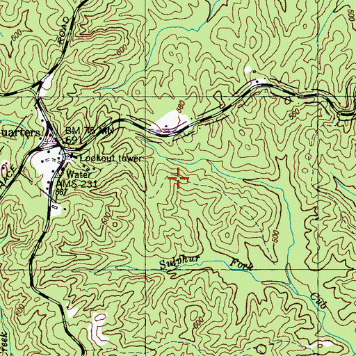 Topographic Map of Sulphur Fork Trail, TN