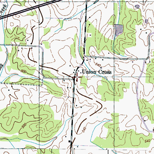 Topographic Map of Union Cross Roads Church (historical), TN