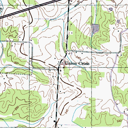 Topographic Map of Union Crossroads School (historical), TN