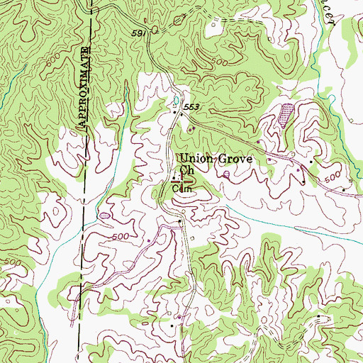 Topographic Map of Union Grove Cemetery, TN