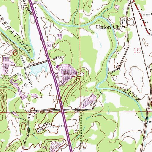 Topographic Map of Saxon Dam, AL