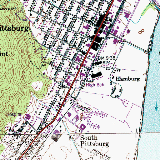 Topographic Map of Beene Stadium, TN