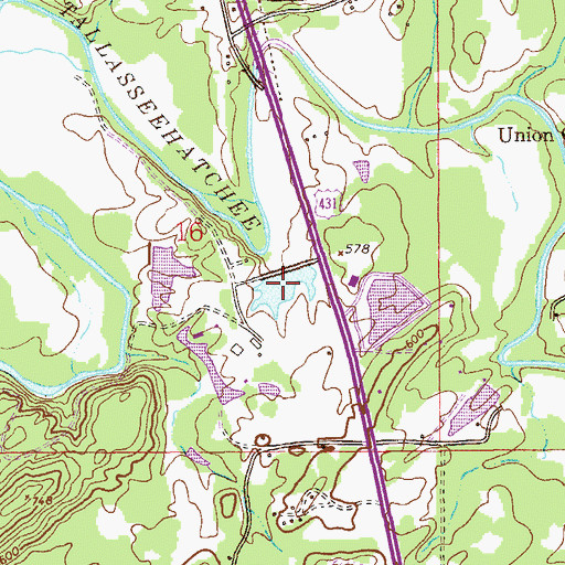 Topographic Map of Coley Lake, AL