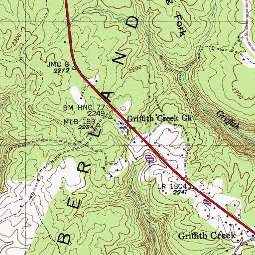 Topographic Map of Griffith Creek Cemetery, TN