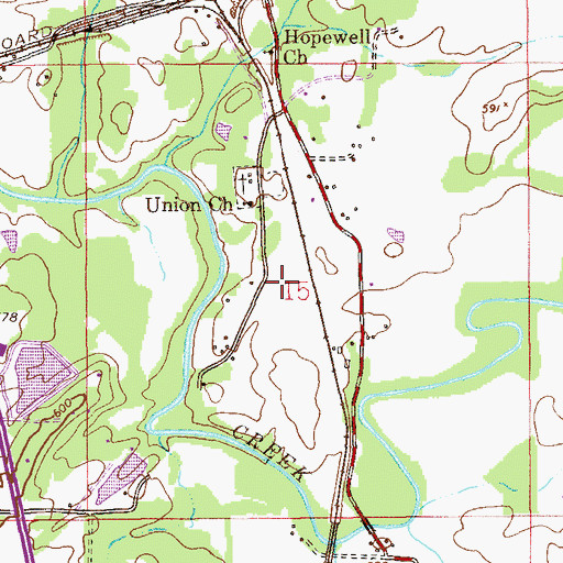 Topographic Map of Coley Dam, AL