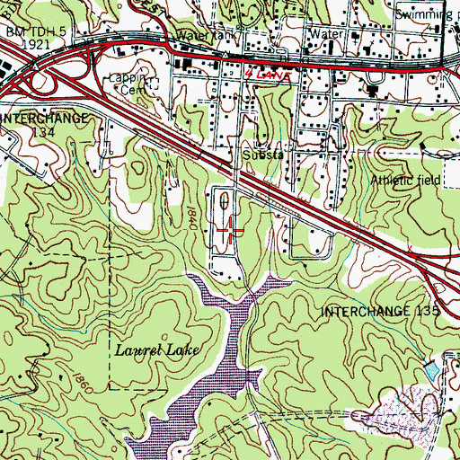 Topographic Map of Monteagle Cemetery, TN