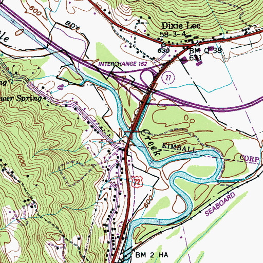 Topographic Map of Pat Layne Memorial Bridge, TN