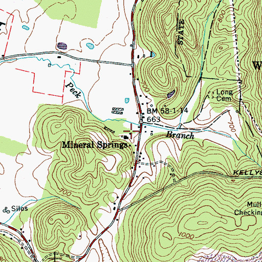 Topographic Map of Peck School (historical), TN