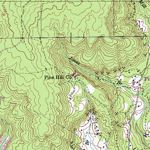Topographic Map of Pine Hill Cemetery, TN