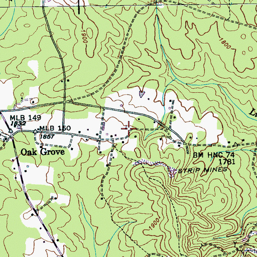 Topographic Map of Pyror Ridge Methodist Church, TN