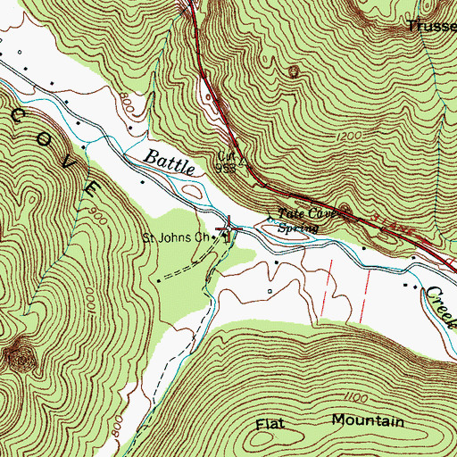 Topographic Map of Saint Johns Cemetery, TN