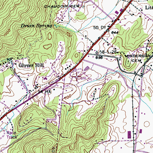 Topographic Map of Sequatchie Valley Memorial Gardens, TN