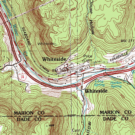Topographic Map of Whiteside School (historical), TN
