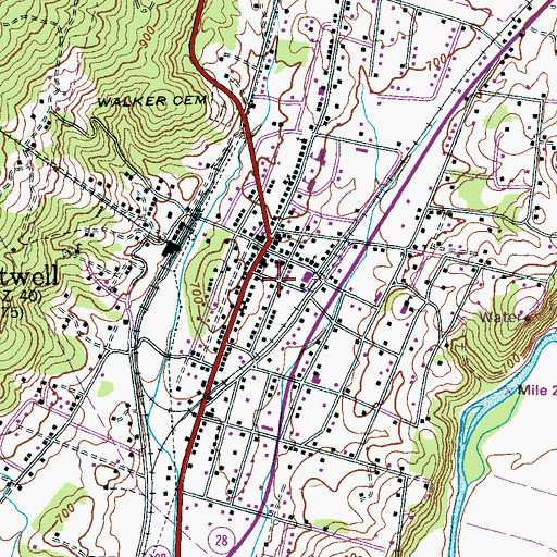 Topographic Map of Whitwell Church of Christ, TN