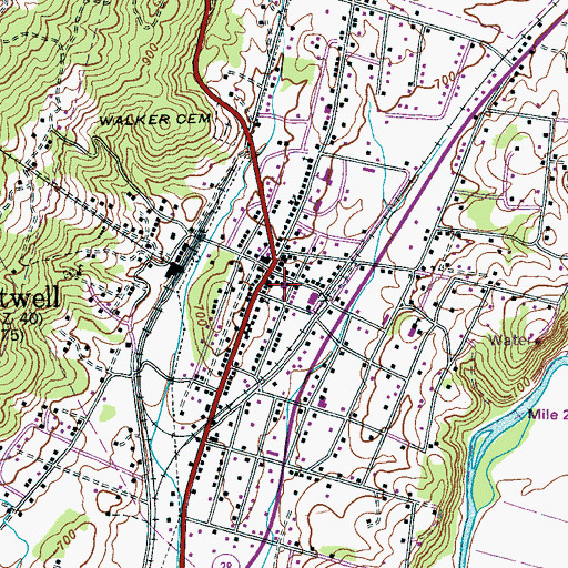 Topographic Map of Whitwell City Hall, TN