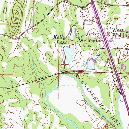 Topographic Map of Kellys Dam, AL