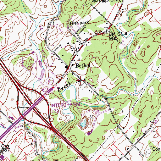 Topographic Map of Bethel Baptist Church, TN