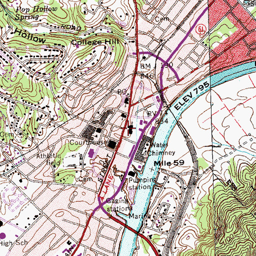 Topographic Map of Clinton First Baptist Church, TN