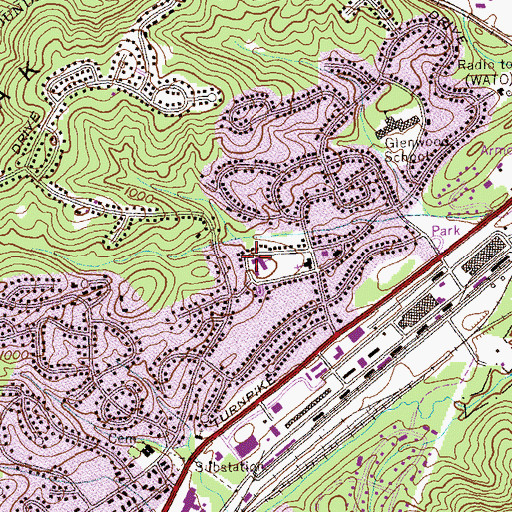 Topographic Map of Glenwood Baptist Church, TN