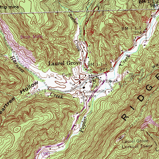 Topographic Map of Laurel Grove Baptist Church, TN