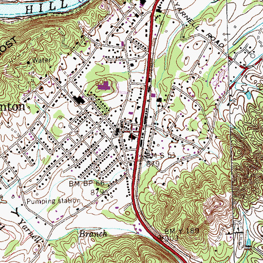 Topographic Map of South Clinton Baptist Church, TN