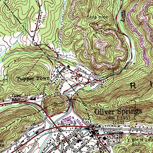 Topographic Map of Tuppertown Baptist Church, TN
