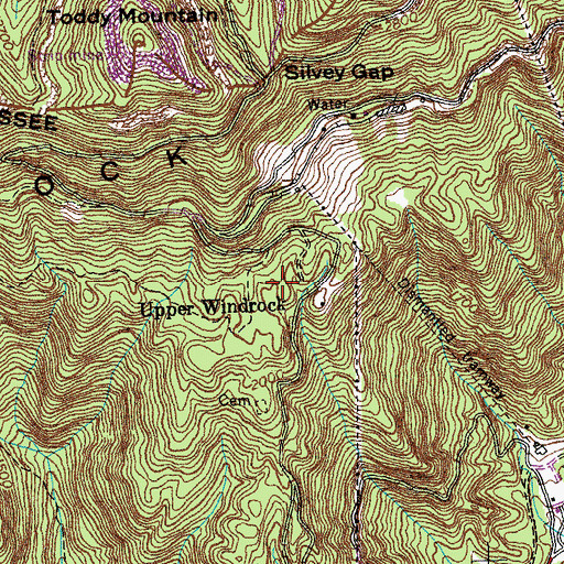 Topographic Map of Upper Windrock School (historical), TN