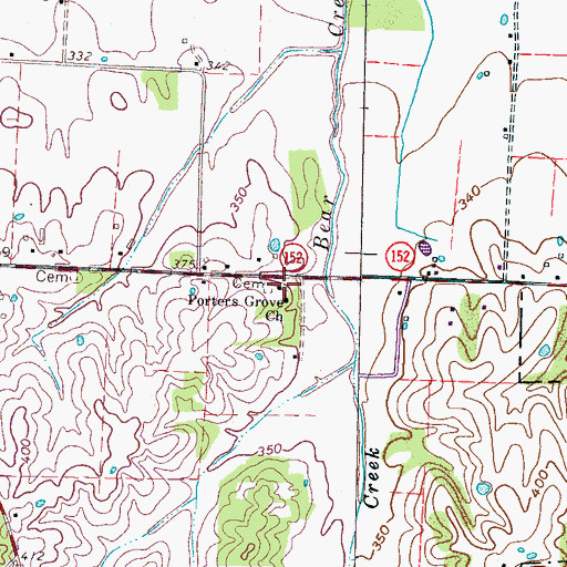Topographic Map of Porters Grove School (historical), TN