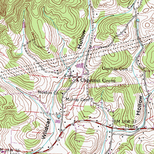 Topographic Map of Chestnut Grove Cemetery, TN