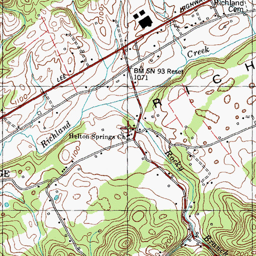 Topographic Map of Helton Springs Cemetery, TN