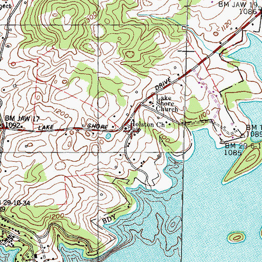 Topographic Map of Holston Cemetery, TN
