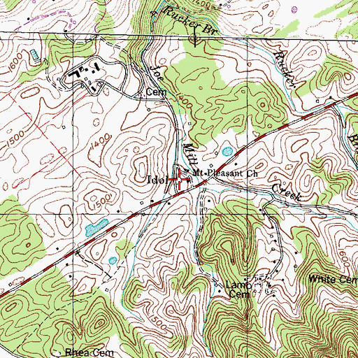 Topographic Map of Idol Cemetery, TN