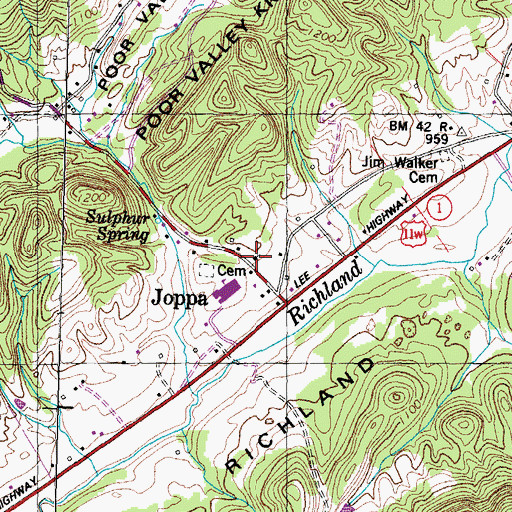 Topographic Map of Joppa United Mthodist Church, TN