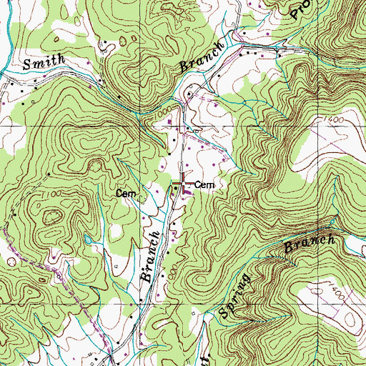 Topographic Map of Little Valley Cemetery, TN