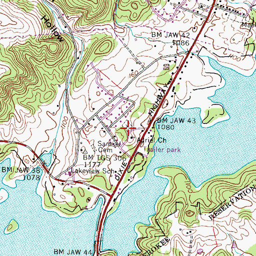 Topographic Map of New Adriel Cemetery, TN