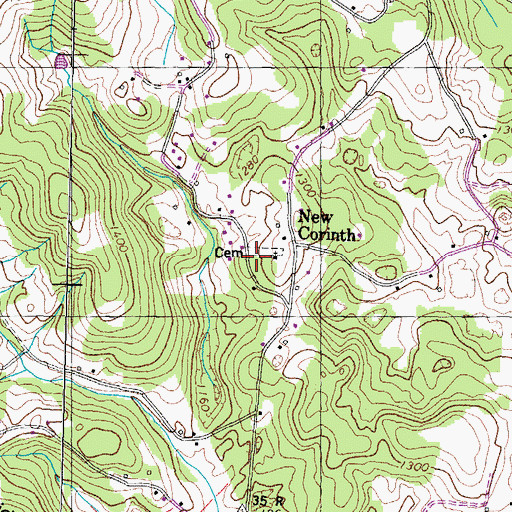 Topographic Map of New Corinth Cemetery, TN